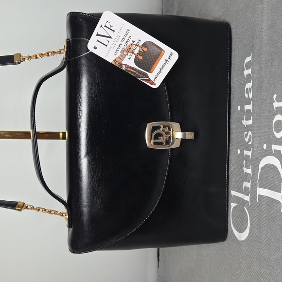 Dior 1970s Highly CollectableLeather 2 way Handbag w/Turn-Lock /Rare Bag